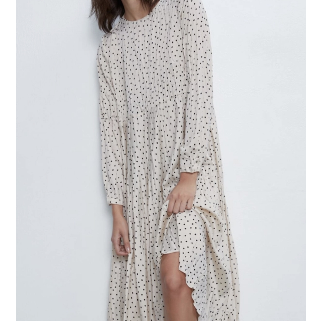 chinese dress ladies ZARA Black Knitted Polka Dot Maxi Dress UK S